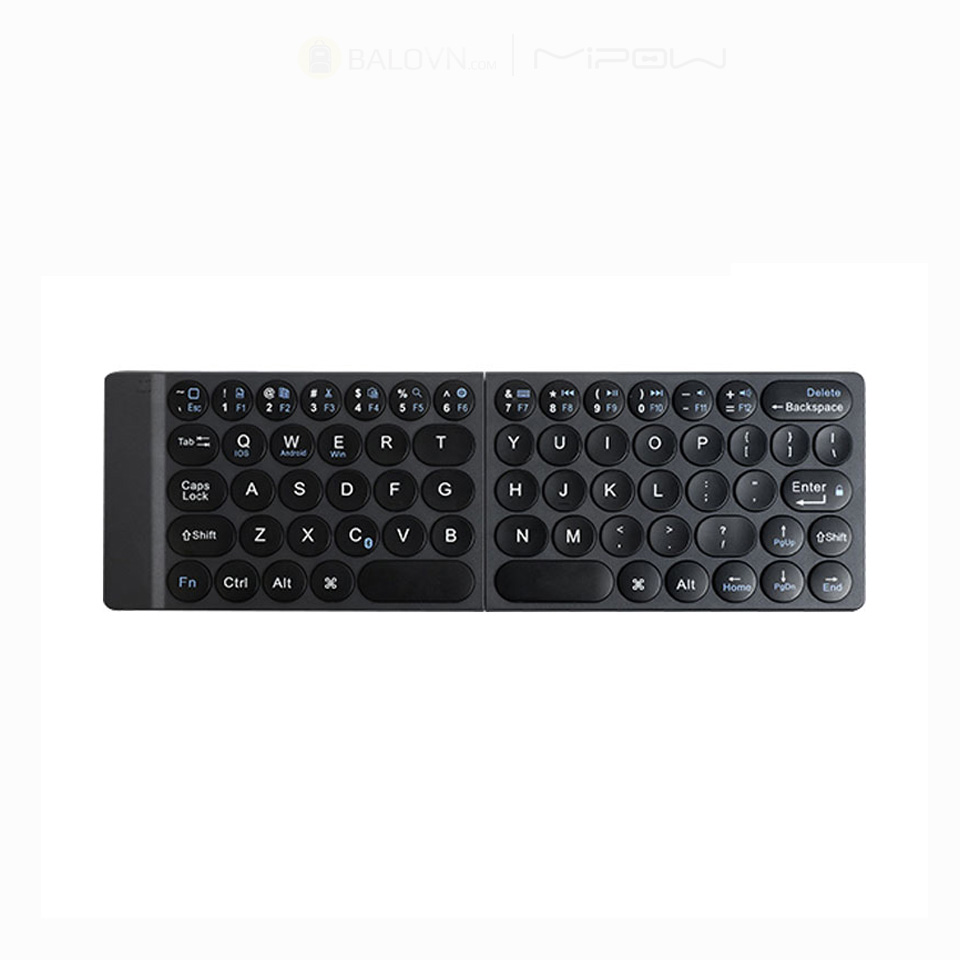 Bàn phím Mipow Mini Slim - Fold không dây gấp gọn 3,5mm - Black